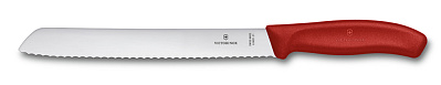Нож для хлеба VICTORINOX SwissClassic, лезвие 21 см с волнистой заточкой , в блистере (Красный)