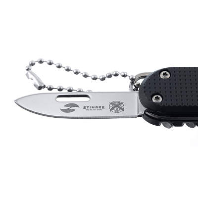 Нож перочинный Stinger, 73 мм, 8 функций, материал рукояти фиброволокно, нейлон (черный)
