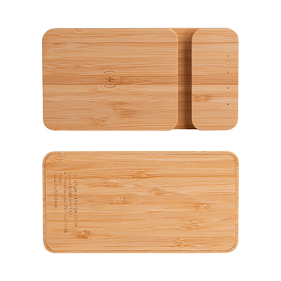 Беспроводное (10W) зарядное устройство "Bamboo Power" 5000 mAh с подставкой под смартфон, бамбук, бежевый
