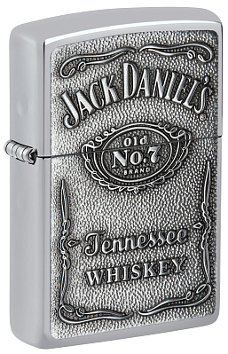 Зажигалка ZIPPO Jack Daniels® с покрытием High Polish Chrome, латунь/сталь, серебристая, 38x13x57 мм (Серебристый)