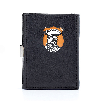 Кошелек S.Quire, натуральная кожа черная тисненая матовая 70*93*12 мм