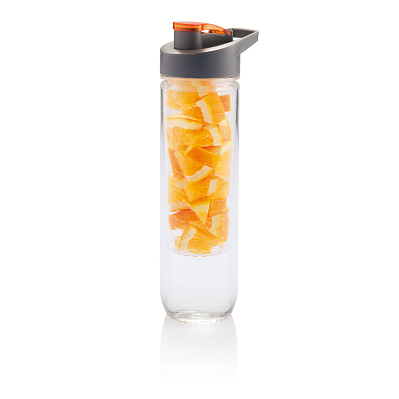 Бутылка для воды Tritan с контейнером для фруктов, 800 мл (Оранжевый;)