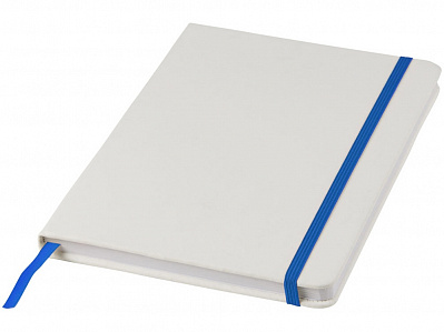 Блокнот А5 Spectrum с белой обложкой и цветной резинкой (Белый/ярко-синий)