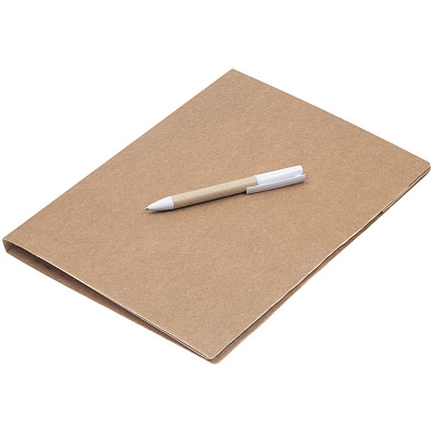 Папка Fact-Folder формата А4 c блокнотом и ручкой крафт