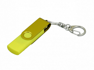 USB 2.0- флешка на 16 Гб с поворотным механизмом и дополнительным разъемом Micro USB (Желтый)