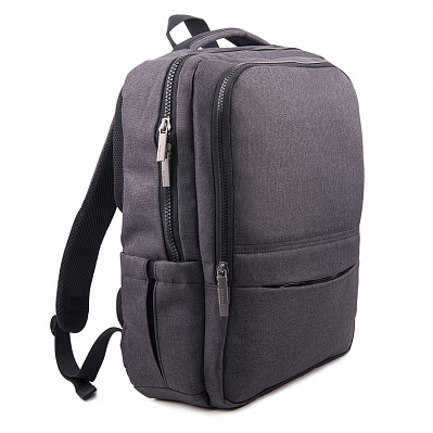 Функциональный рюкзак CORE с RFID защитой (Тёмно-серый, голубой)