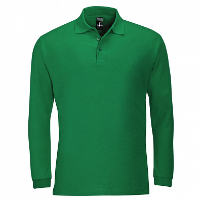 Рубашка поло мужская с длинным рукавом Winter II 210 темно-зеленая (Зеленый)