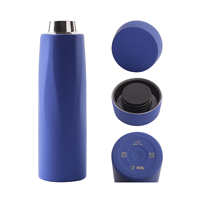 Термос "Calypso_Карта мира" 500 мл, soft touch, синий