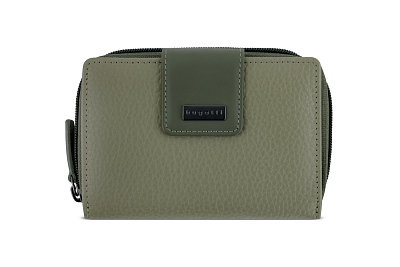 Кошелёк женский BUGATTI Sina, зеленый, воловья кожа/полиэстер, 13,7х3х9,5 см