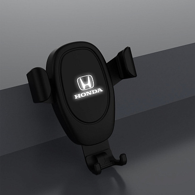 Автомобильное беспроводное (10W) зарядное устройство "Clamp SOFTTOUCH" с подсветкой логотипа, покрытие soft touch  (Черный)
