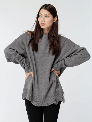 Джемпер оверсайз унисекс Grunge, серый