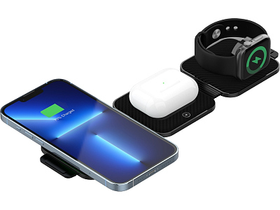 Беспроводное зарядное устройство 3-в-1 WS-305, 15 Вт