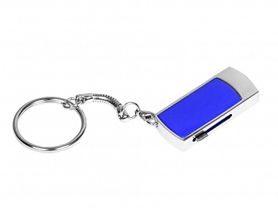 USB 2.0- флешка на 16 Гб с выдвижным механизмом и мини чипом (Серебристый/темно-синий)