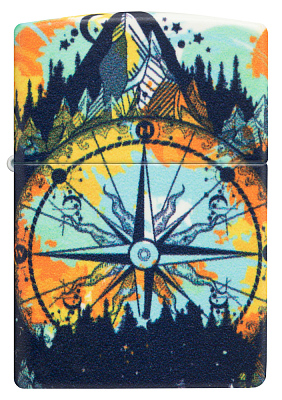 Зажигалка ZIPPO Compass с покрытием Glow In The Dark Green, латунь/сталь, разноцветная, 38x13x57 мм