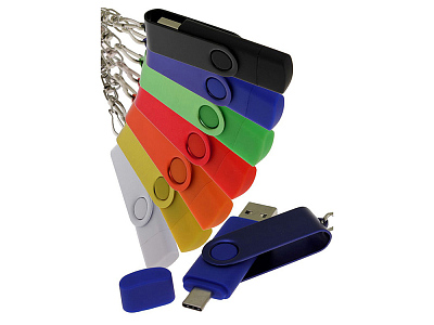USB 3.0- флешка на 16 Гб с поворотным механизмом и дополнительным разъемом Type-C
