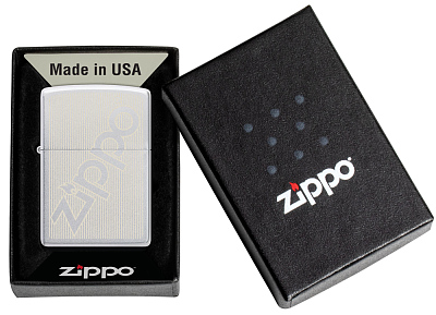 Зажигалка ZIPPO Logo с покрытием Satin Chrome, латунь/сталь, серебристая, матовая, 38x13x57 мм