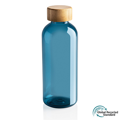 Бутылка для воды из rPET (стандарт GRS) с крышкой из бамбука FSC® (Синий;)