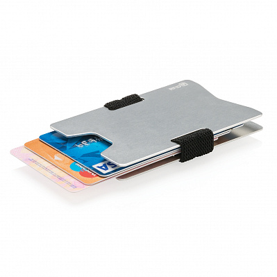 Алюминиевый чехол для карт с защитой от сканирования RFID (Серебряный; черный)