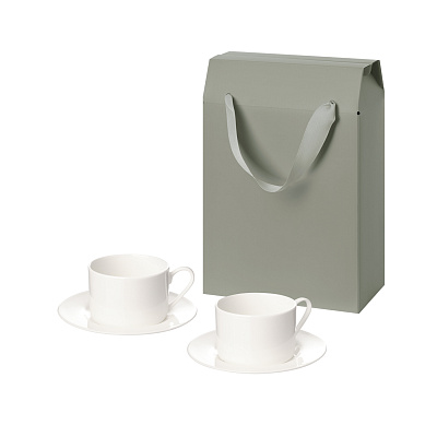 Подарочный набор Mokko в коробке-пакете (две чайных пары) (Серый, белый)