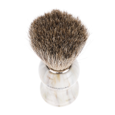 Помазок для бритья Mondial, пластик, ворс барсука, рукоять - цвет - белый мрамор