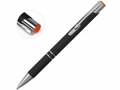 Ручка металлическая шариковая Legend Mirror Gum soft-touch (Черный/оражевый)