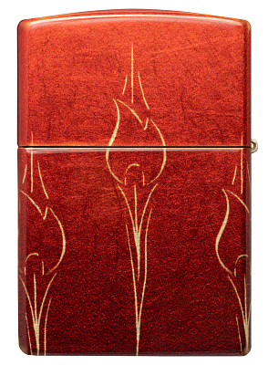 Зажигалка ZIPPO Ombre Flames с покрытием 540 Tumbled Brass, латунь/сталь, разноцветная, 38x13x57 мм