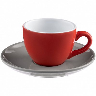 Чайная пара Cozy Morning, красная с серым (Серый)