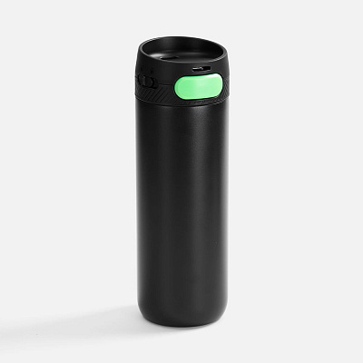 Термостакан X1 с цветной кнопкой, черный с зеленым (Зеленый)