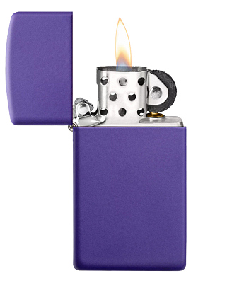Зажигалка ZIPPO Slim® с покрытием Purple Matte, латунь/сталь, фиолетовая, матовая, 29x10x60 мм