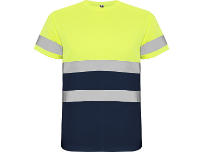 Футболка со светоотражающими полосами Delta, мужская (Синий нэйви/неоновый желтый)