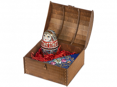 Подарочный набор Матрешка: штоф, платок (Белый, красный, синий)