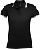 Рубашка поло женская Pasadena Women 200 с контрастной отделкой, черная с белым - Фото 1