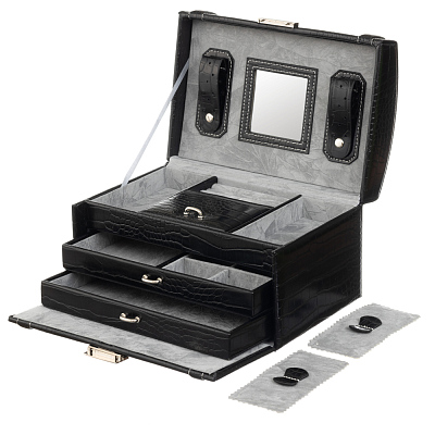 Шкатулка для украшений Jardin D'Ete, цвет черный,  "рептилия", 24,5 х 17 х 14,5 см