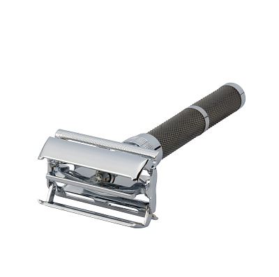 Станок Т-образный для бритья ERBE, нержавеющая сталь, хромированное покрытие, черный цвет, в картонной коробке