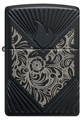 Зажигалка ZIPPO Armor® с покрытием Black Matte, латунь/сталь, чёрная, матовая, 38x13x57 мм