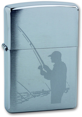 Зажигалка ZIPPO Fisherman, с покрытием Brushed Chrome, латунь/сталь, серебристая, 38x13x57 мм (Серебристый)