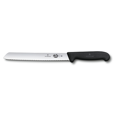 Нож для хлеба VICTORINOX Fibrox с волнистым лезвием 21 см, чёрный (Черный)