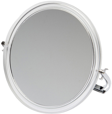 Зеркало Dewal Beauty настольное, в прозрачной оправе, на металлической подставке, 165x163х10мм (Прозрачный)
