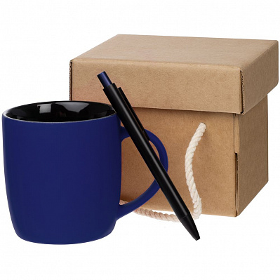 Набор Color Block: кружка и ручка  с черный (Синий)