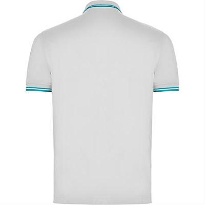 Футболка поло MONTREAL мужская, БЕЛЫЙ/БИРЮЗОВЫЙ 2XL