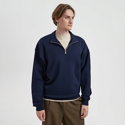 Толстовка на молнии унисекс Флоу (Flow), темно-синяя, размер 5XL/6XL (Синий)