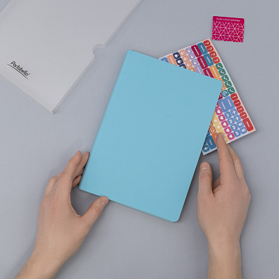 Ежедневник Spark недатированный, лазурный (с упаковкой, со стикерами)