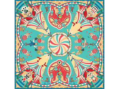 Платок Русская неваляшка. Праздник (Персиковый)