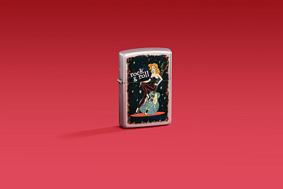 Зажигалка ZIPPO Cool Chick с покрытием Satin Chrome, латунь/сталь, серебристая, 38x13x57 мм