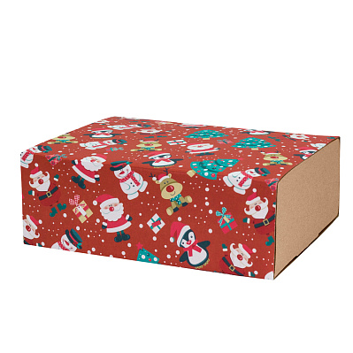 Шубер новогодний "Снежинки" для подарочной коробки 230*170*80 мм (Бордовый)
