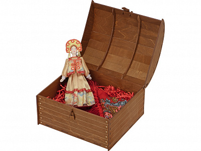 Подарочный набор Катерина: кукла, платок (Золотистый/красный, коричневый)
