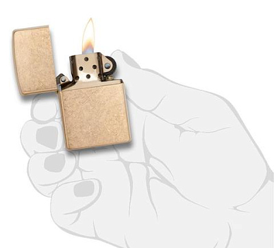 Зажигалка ZIPPO Armor™с покрытием Tumbled Brass, латунь/сталь, золотистая, матовая, 38x13x57 мм