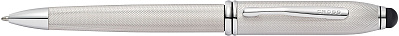 Шариковая ручка Cross Townsend Stylus со стилусом 8мм. Цвет - платиновый. (Серебристый)