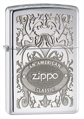 Зажигалка ZIPPO Crown Stamp™ с покрытием High Polish Chrome, латунь/сталь, серебристая, 38x13x57 мм (Серебристый)