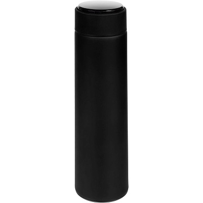 Смарт-бутылка с заменяемой батарейкой Long Therm Soft Touch, черная (Черный)
